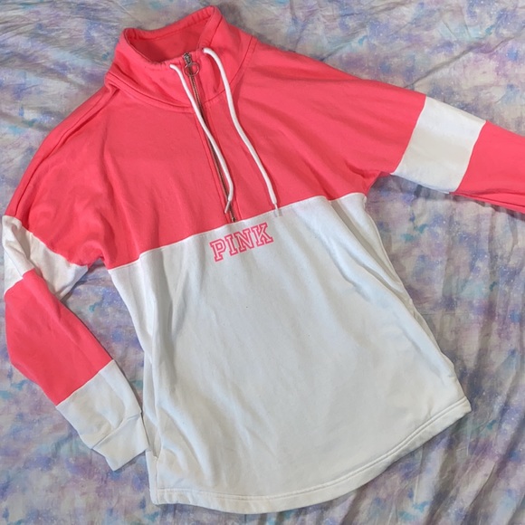 PINK Victoria's Secret Tops - VS PINK • Funnel Neck O Ring Quarter Zip Sweatshirt